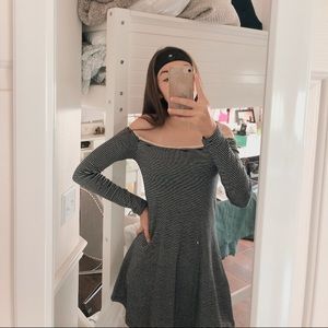 striped off the shoulder dress